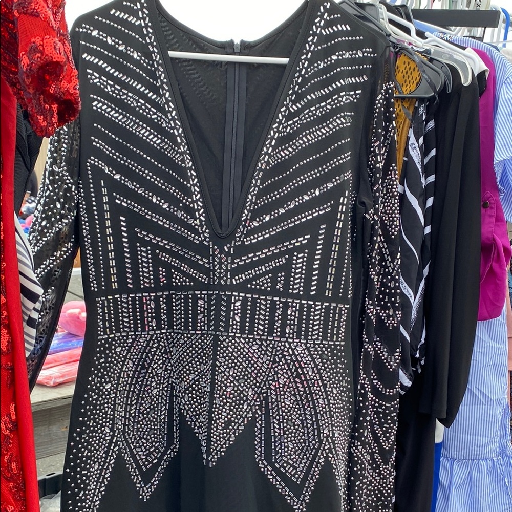 Black Dress with Silver Embellishments